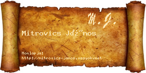 Mitrovics János névjegykártya